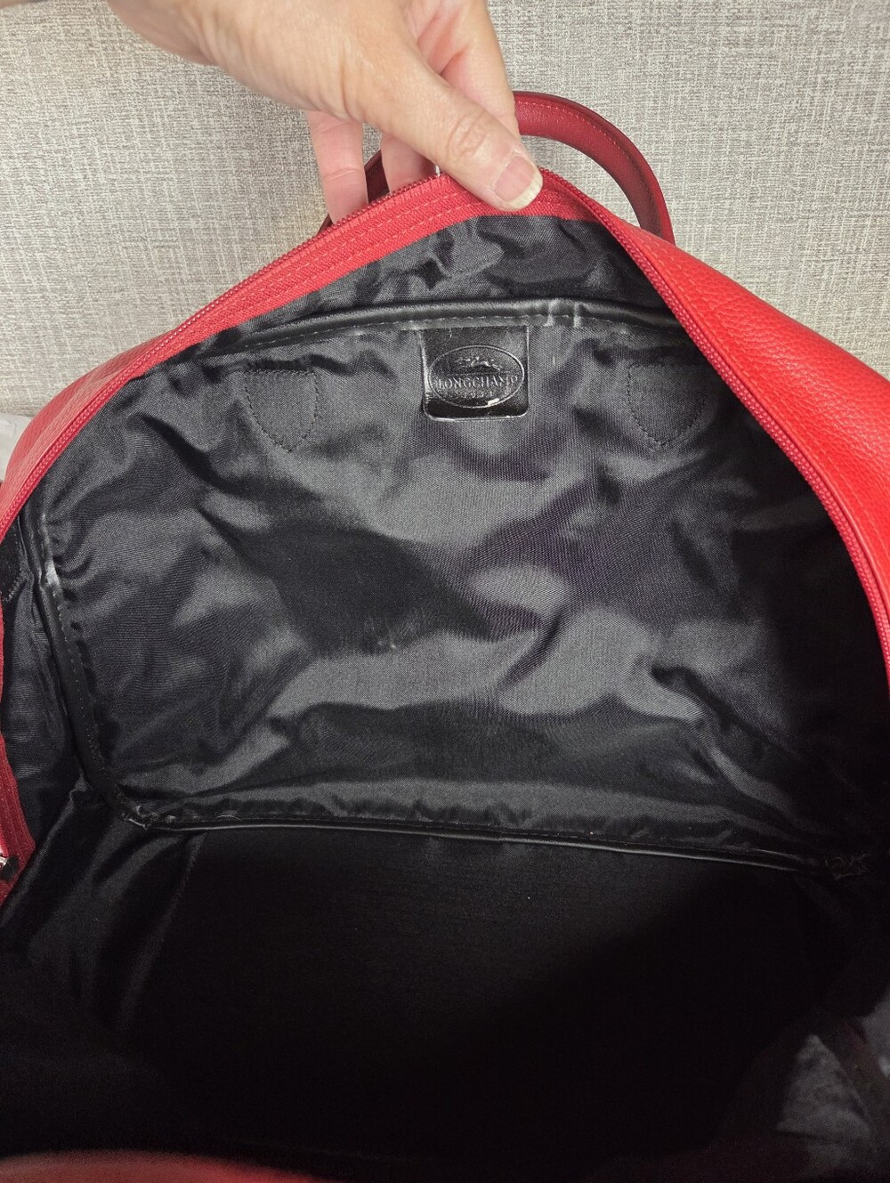 Vintage Longchamp Red Pebbled Leather Weekender Tote Bag Purse RARE Handbag - Picture 15 of 16